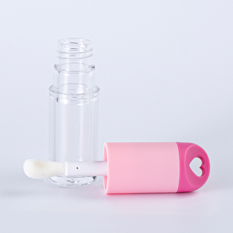 Transparent Dropper Lip Gloss Tube with Pink Applicator - Empty Liquid Lipstick Container