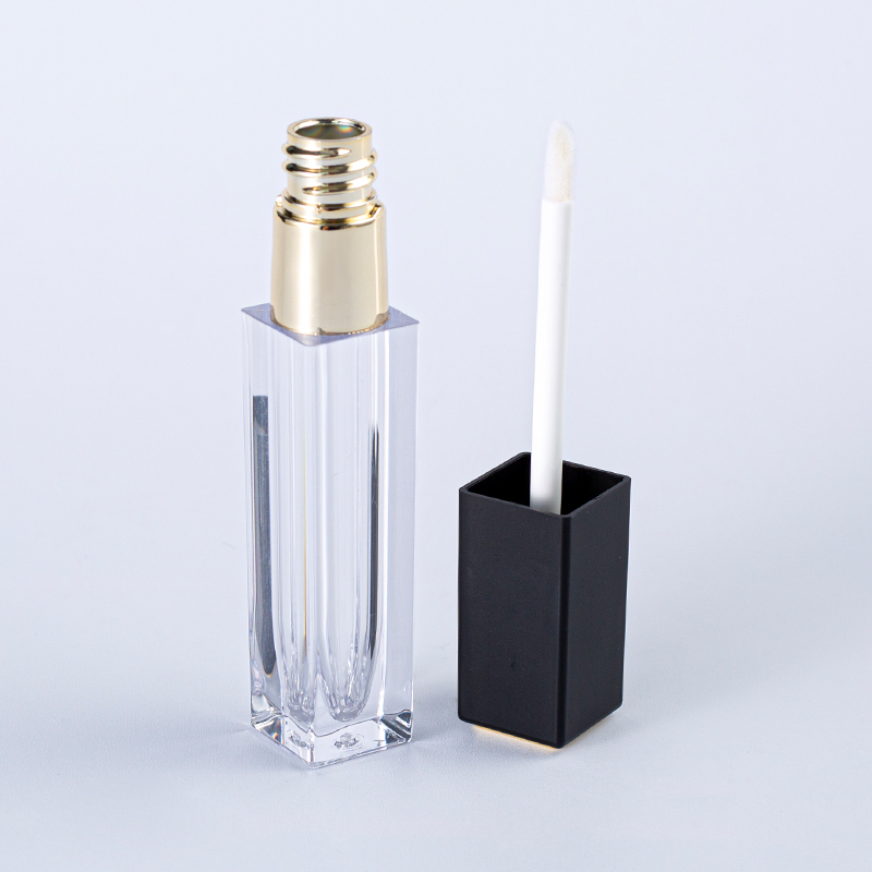 Clear Transparen Square Lip Gloss Tube with Black Cap