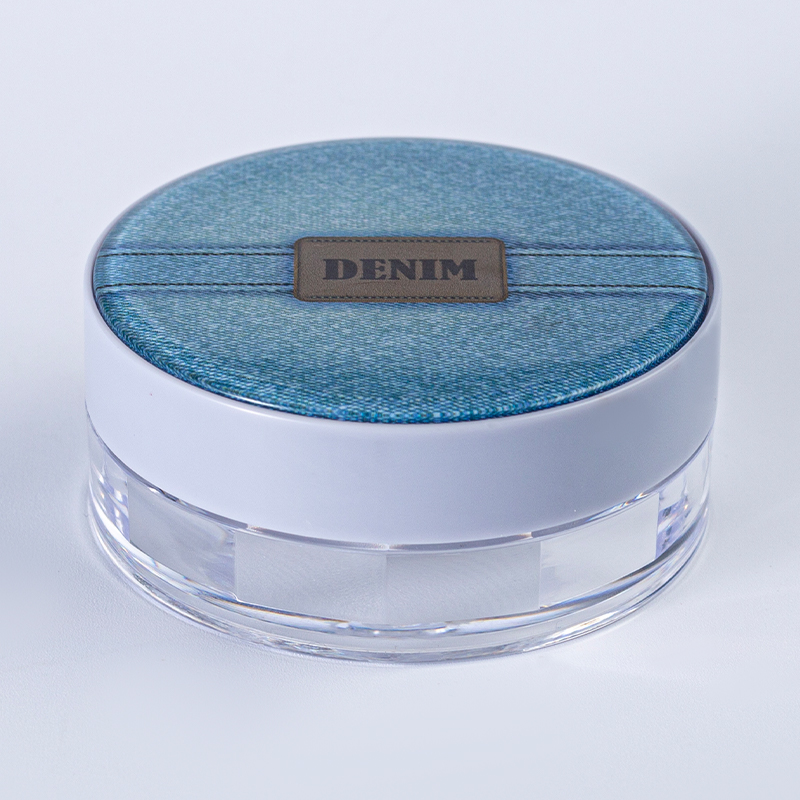 Denim Pattern Round Loose Powder Jar