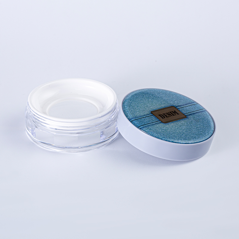 Denim Pattern Round Loose Powder Jar