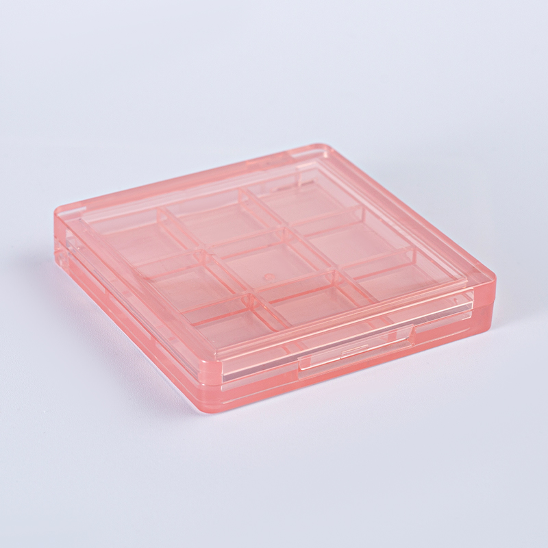 Cute Pink Transparent 9-Pan Eyeshadow Palette - Clear Square Makeup Case