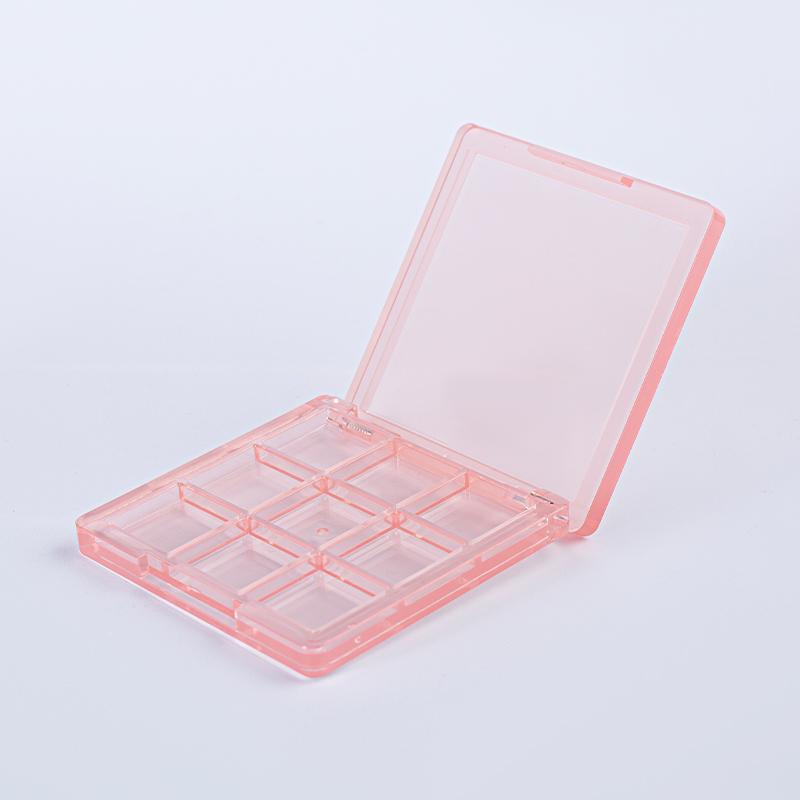 Cute Pink Transparent 9-Pan Eyeshadow Palette - Clear Square Makeup Case