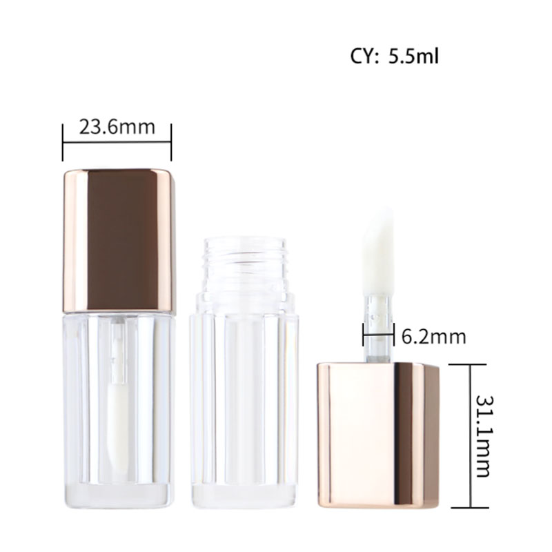 Rose Gold Lip Gloss Tube – Transparent Body & Metallic Cap