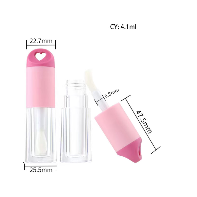 Transparent Dropper Lip Gloss Tube with Pink Applicator - Empty Liquid Lipstick Container