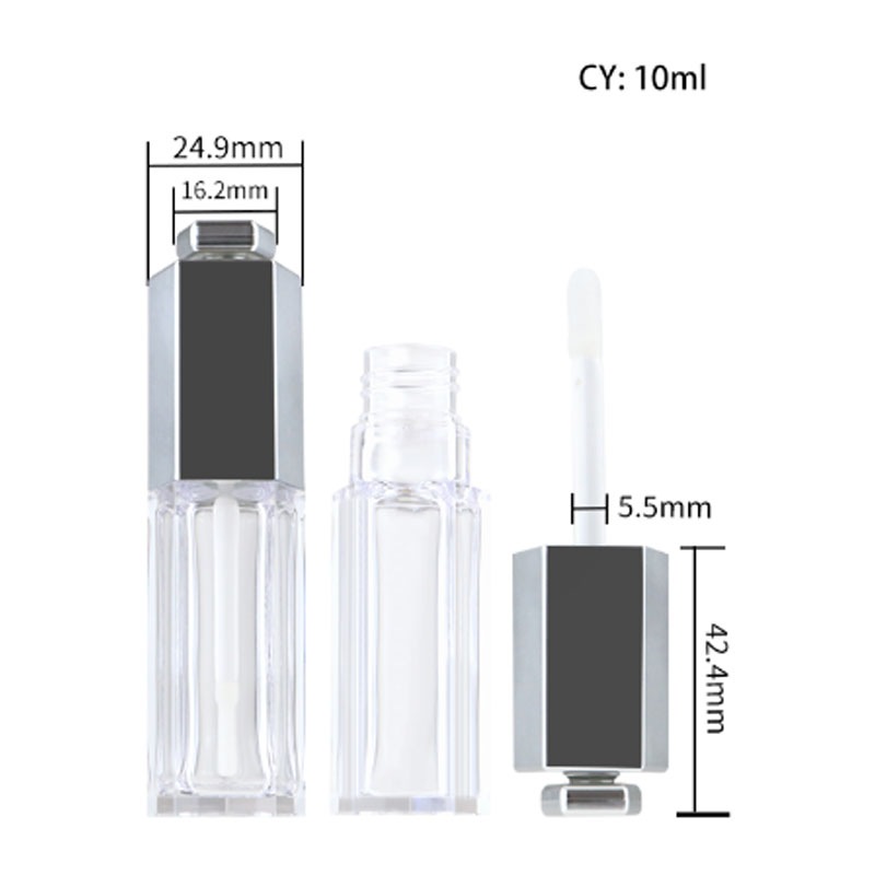 Square Silver Cap Empty Lip Gloss Tube