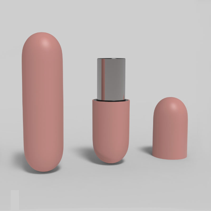 Capsule-shaped Matte Pink Magnetic Lipstick Tube