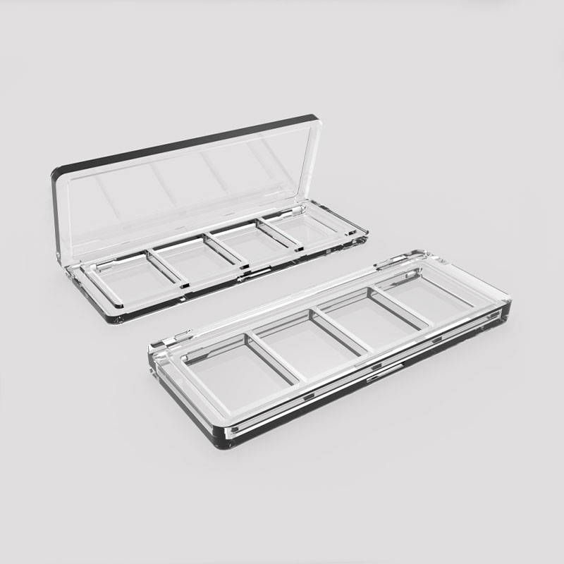 Long Rectangular Transparent 4-Pan Makeup Palette