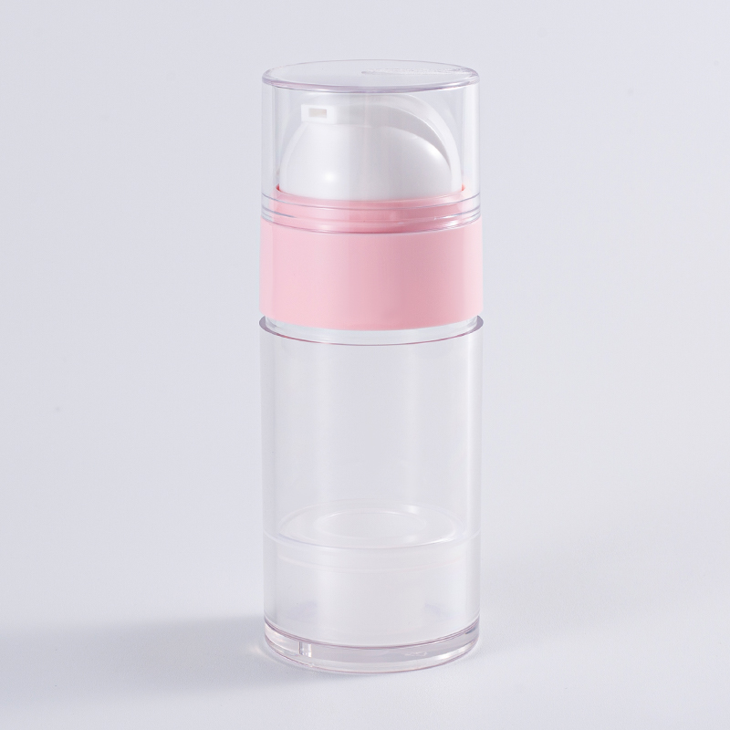 Full-transparent Airless Cream Jar with Pink Decor Ring