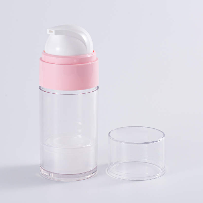 Full-transparent Airless Cream Jar with Pink Decor Ring